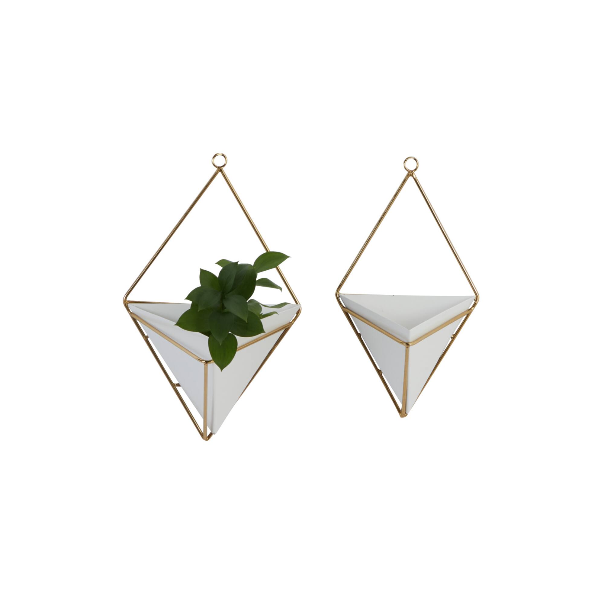 CosmoLiving by Cosmopolitan Set of 2 White Metal Contemporary Planter, 7" x 9"